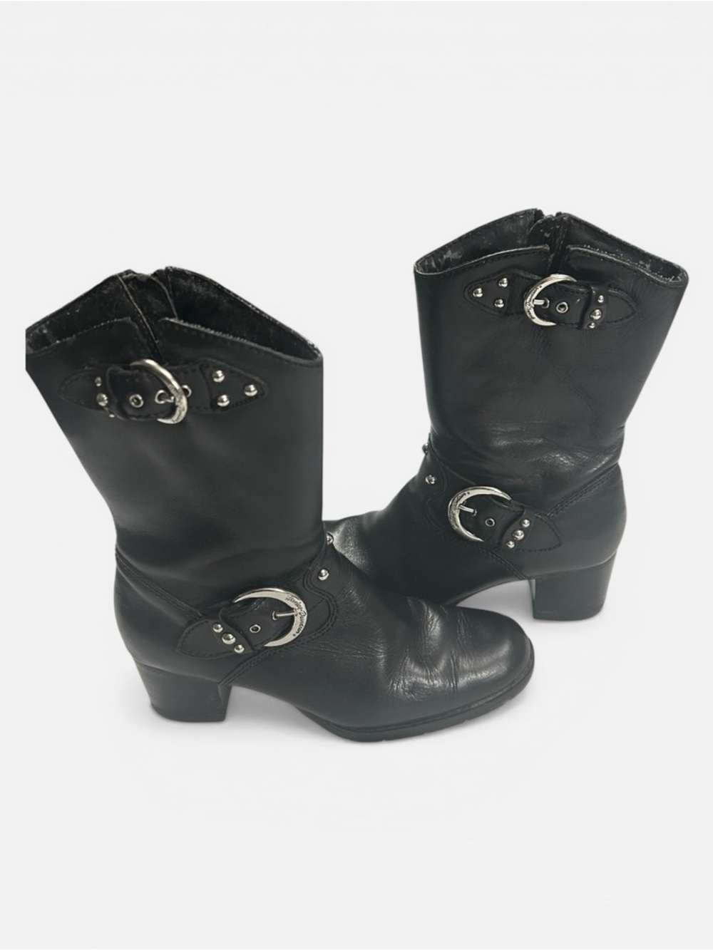 Harley-Davidson Women's black leather mid-calf Biker boots motorcycle sz 6.5